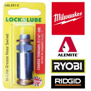 LNL-231C 10,000 PSI Swivel - For Milwaukee Ryobie and Alemite Cordless